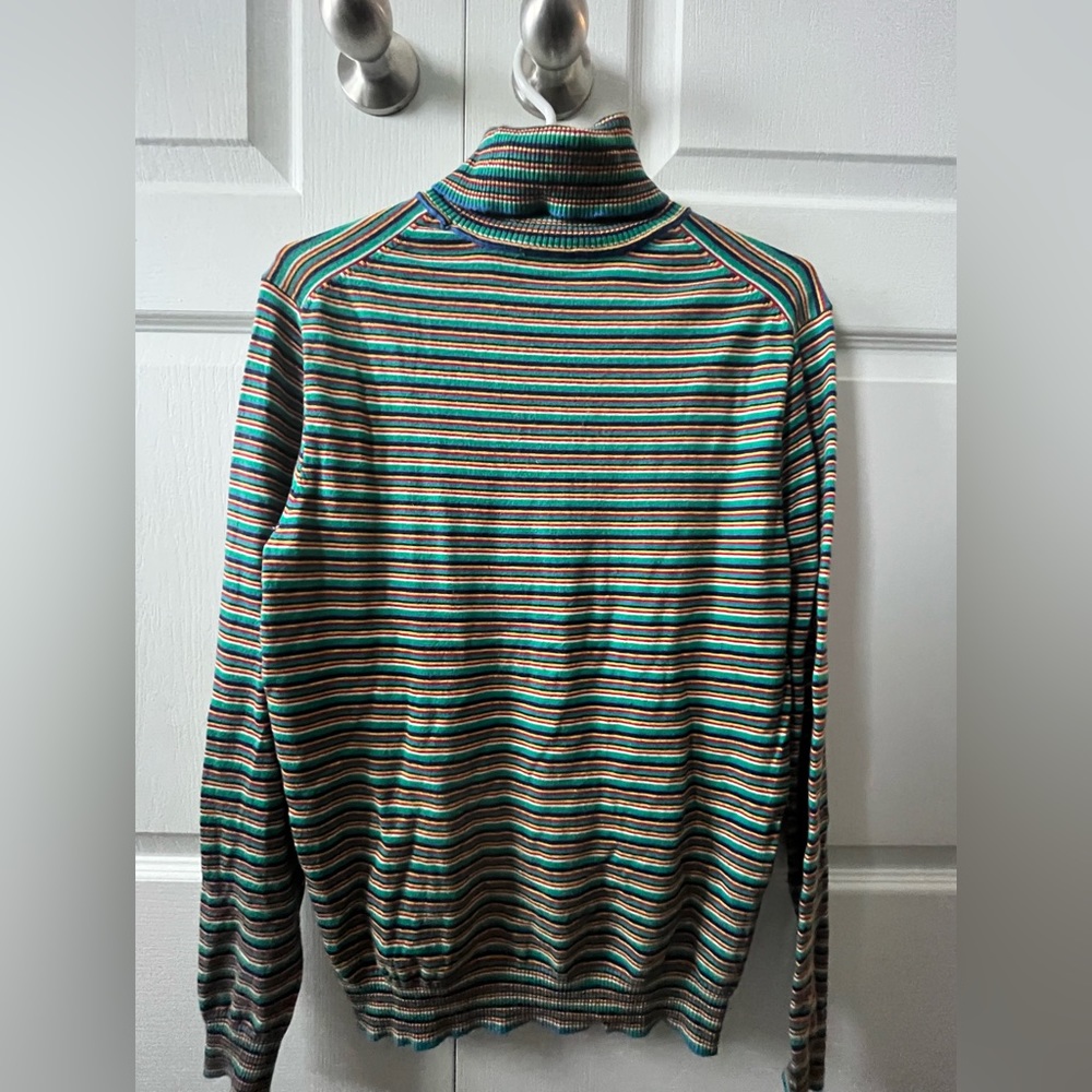 Fun Simons Le 31 unisex rainbow turtleneck sweater size small w/ ribbed details